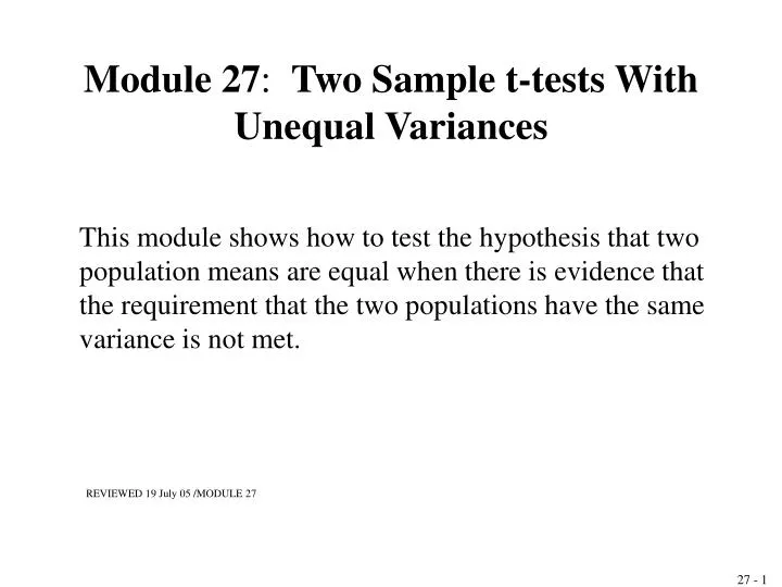 module 27 two sample t tests with unequal variances