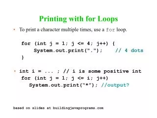 Printing with for Loops
