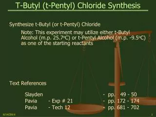 T-Butyl (t- Pentyl ) Chloride Synthesis