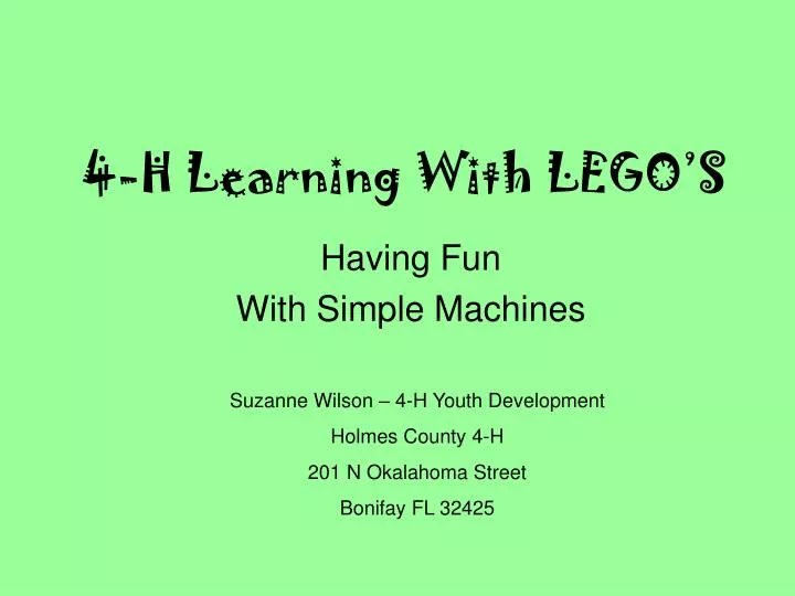 4 h learning with lego s