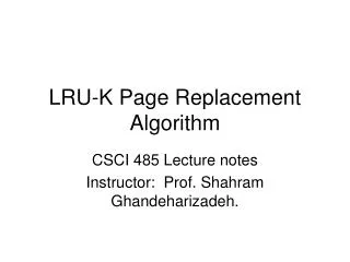LRU-K Page Replacement Algorithm