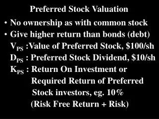 Preferred Stock Valuation