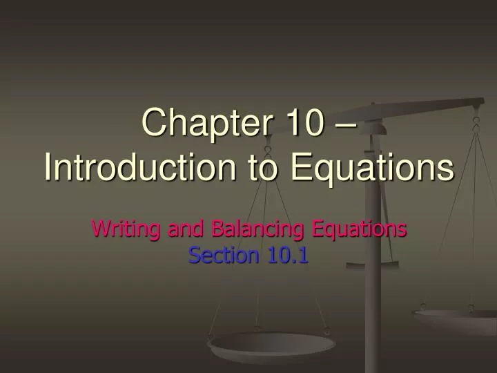 chapter 10 introduction to equations
