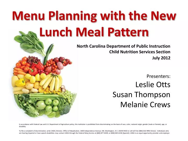 menu planning with the new lunch meal pattern