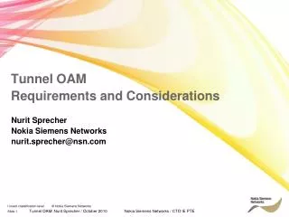 Tunnel OAM Requirements and Considerations