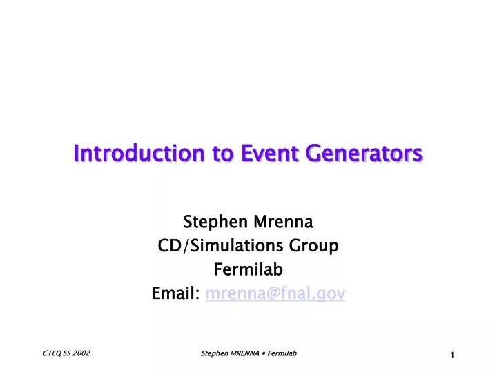 introduction to event generators