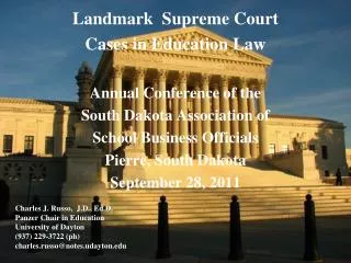 Landmark Supreme Court Cases in Education Law Annual Conference of the