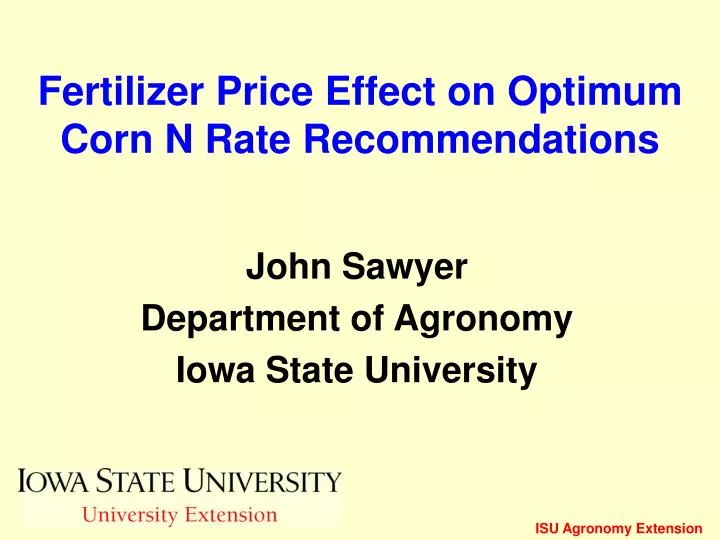 fertilizer price effect on optimum corn n rate recommendations