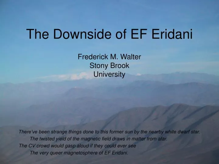 the downside of ef eridani