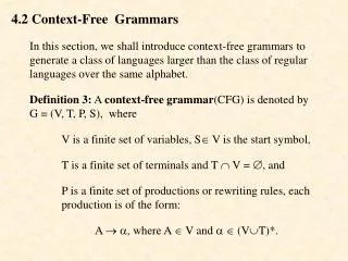 4.2 Context-Free Grammars