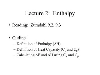 Lecture 2: Enthalpy