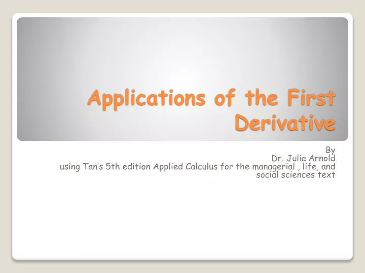 applications of the first derivative