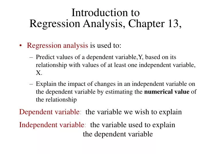 introduction to regression analysis chapter 13