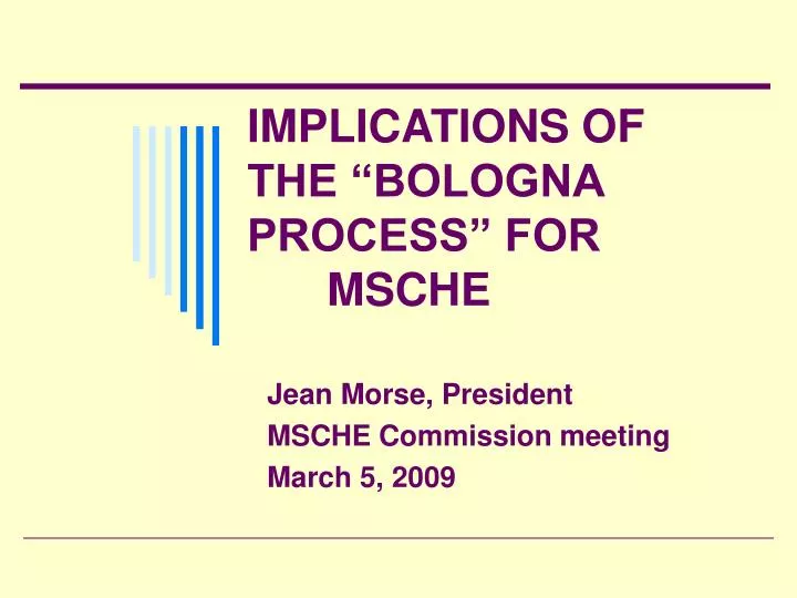 implications of the bologna process for msche