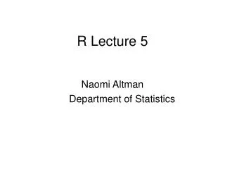 R Lecture 5