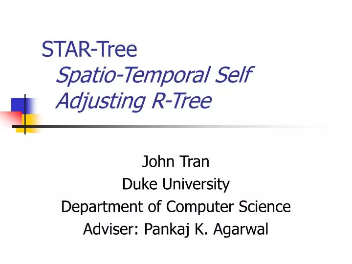star tree spatio temporal self adjusting r tree