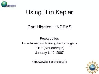 Using R in Kepler