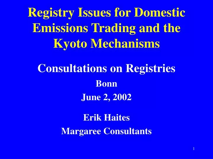 registry issues for domestic emissions trading and the kyoto mechanisms