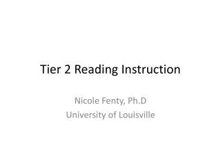 Tier 2 Reading Instruction