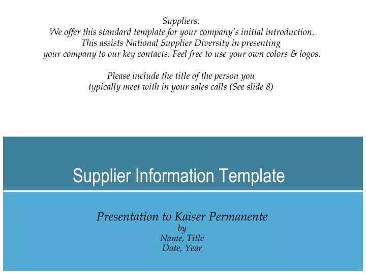 supplier information template