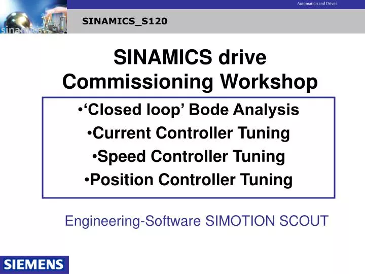 sinamics drive commissioning workshop