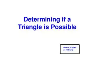 Determining if a Triangle is Possible