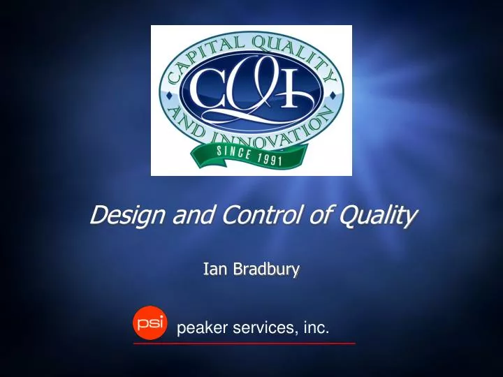 design and control of quality