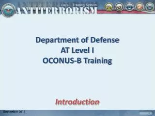 Department of Defense AT Level I OCONUS-B Training Introduction