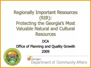 DCA Office of Planning and Quality Growth 2009