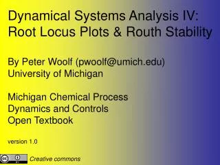 Dynamical Systems Analysis IV: Root Locus Plots &amp; Routh Stability