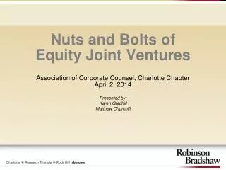 Nuts and Bolts of Equity Joint Ventures