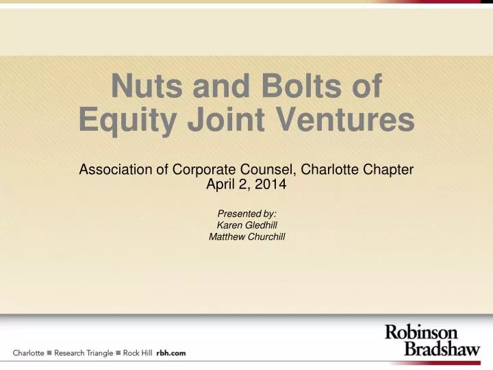 nuts and bolts of equity joint ventures
