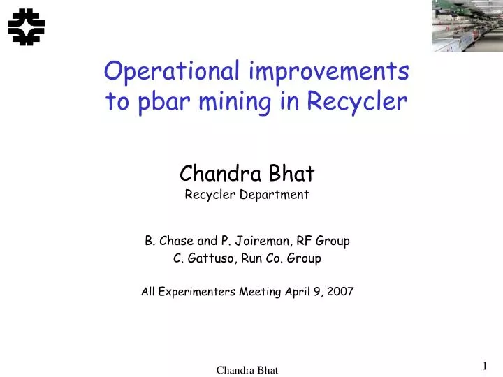 operational improvements to pbar mining in recycler
