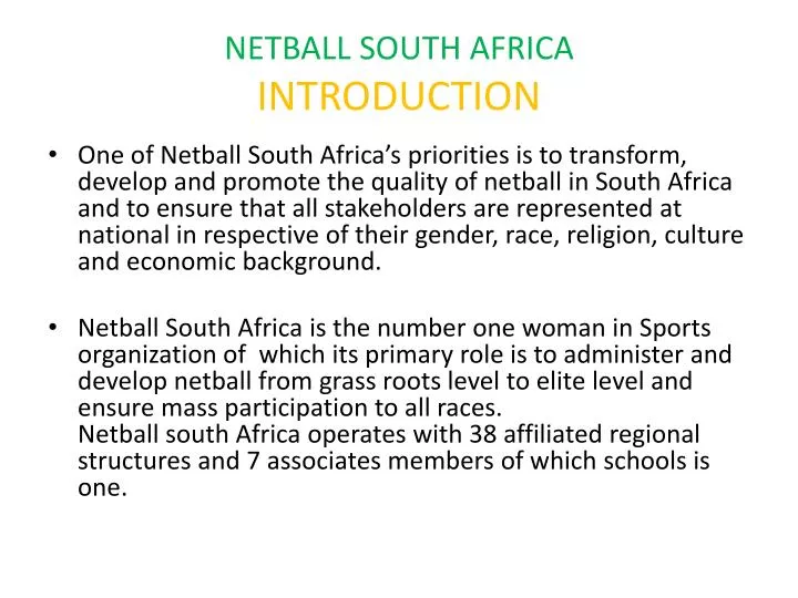 netball south africa introduction