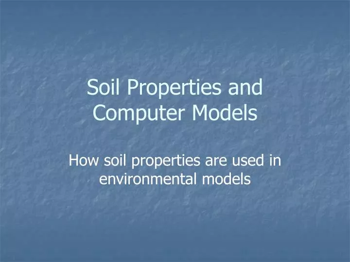 soil properties and computer models