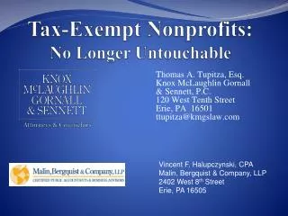 Tax-Exempt Nonprofits: No Longer Untouchable