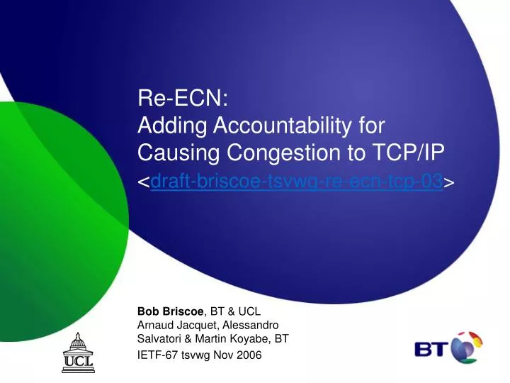 re ecn adding accountability for causing congestion to tcp ip draft briscoe tsvwg re ecn tcp 03