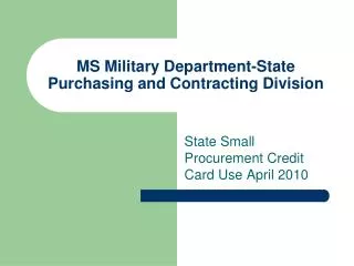 MS Military Department-State Purchasing and Contracting Division