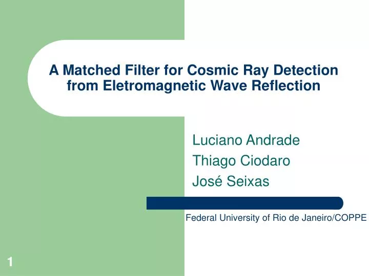 a matched filter for cosmic ray detection from eletromagnetic wave reflection