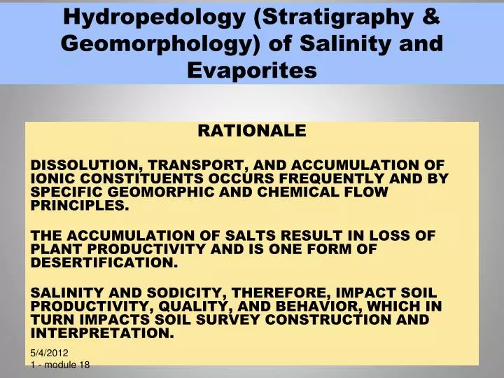 hydropedology stratigraphy geomorphology of salinity and evaporites