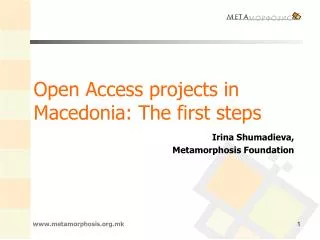 Open Access projects in Macedonia: The first steps