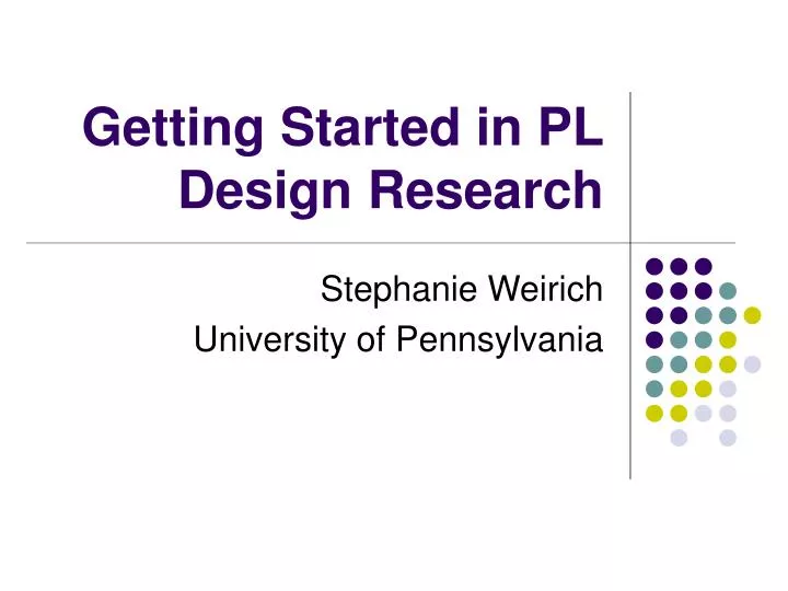 getting started in pl design research