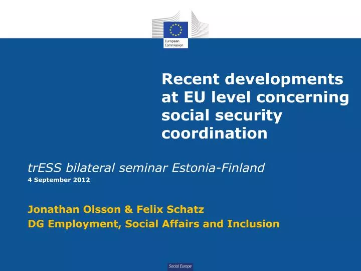 recent developments at eu level concerning social security coordination