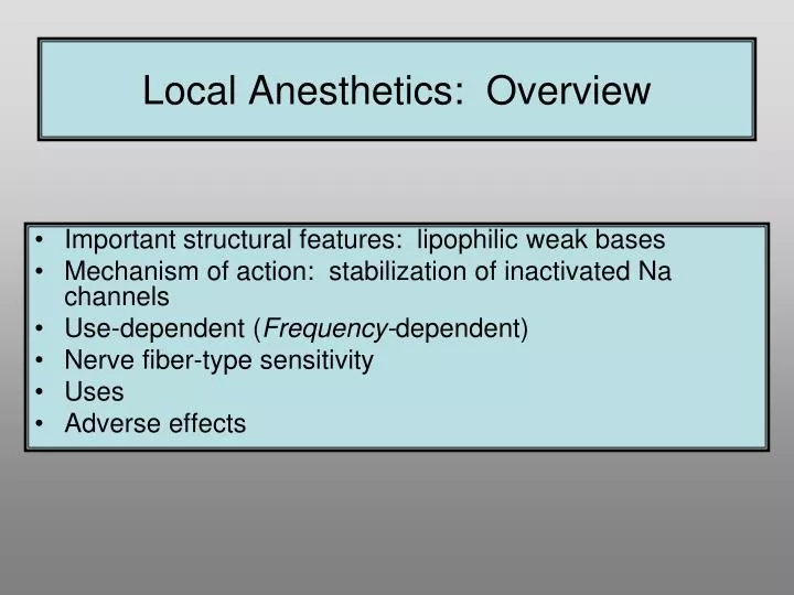 local anesthetics overview