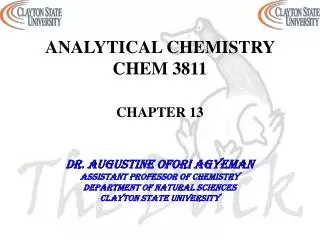 ANALYTICAL CHEMISTRY CHEM 3811 CHAPTER 13