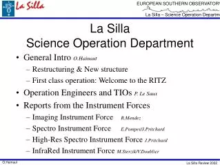 La Silla Science Operation Department