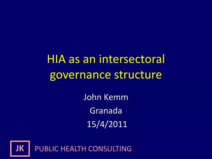 hia as an intersectoral governance structure