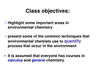 Class objectives: