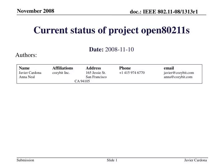 current status of project open80211s