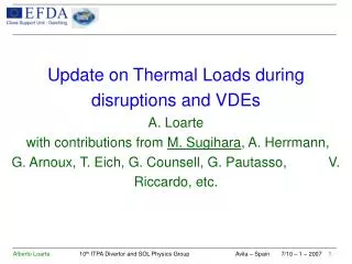 Specification of ITER disruption/VDE Thermal Loads
